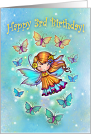 3rd Birthday Cute Fairy with Butterflies card