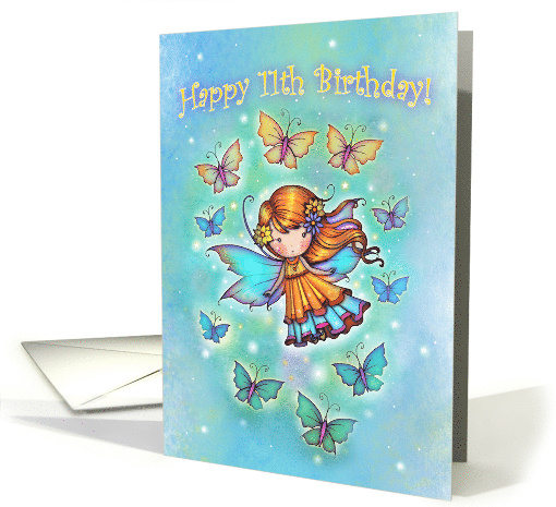 11th Birthday Girls Cute Fairy with Butterflies card (1928214)