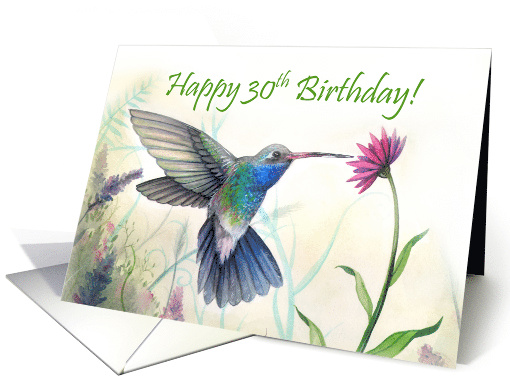 30th Birthday Hummingbird and Flower card (1928914)