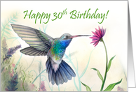 30th Birthday Hummingbird and Flower card