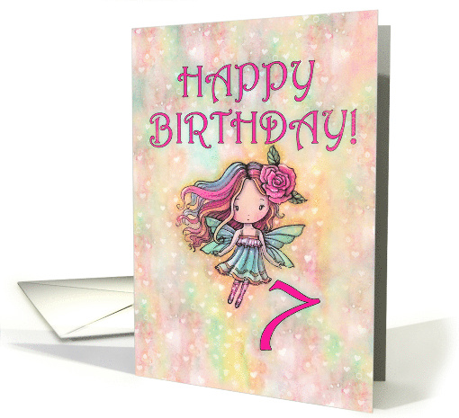 7th Birthday Girls Fairy in Heart Background card (1928970)