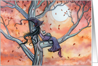 Halloween Witch and Tabby Cat by Molly Harrison card