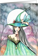 Halloween Witch and Orange Tabby with Fairy Wings by Molly Harrison card