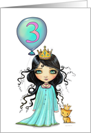 3rd Birthday Little Princess with Her Orange Tabby Cat and Balloon card