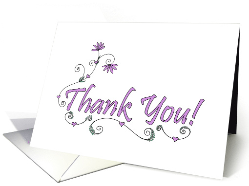 Thank You Purple Flowers and Hearts card (1929144)