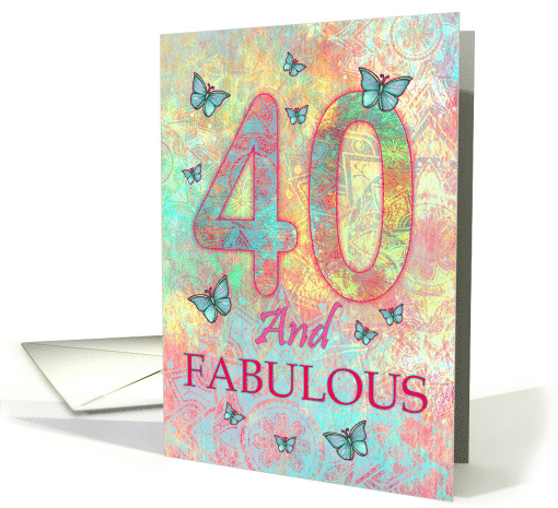 40 Year Old Birthday with Butterflies Boho Mandala... (1929620)