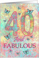 40 Year Old Birthday with Butterflies Boho Mandala Colorful Pattern card