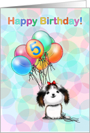 5 Year Old Happy Birthday Little Shih tzu Puppy with Colorful Balloon card