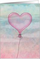 Pink Heart Balloon Floating in Pastel Sky Any Occasion Blank Inside card