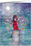 Angel in Crimson Cute Christmas Angel card