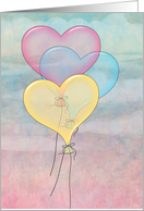Three Heart Balloons Blank Inside Any Occasion card