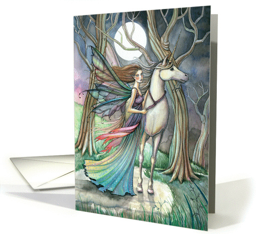 Believe - Lovely Fairy and Unicorn Card by Molly Harrison card
