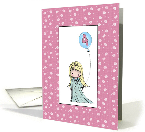 Four Year Old Birthday Card - Turning 4 for GIRLS card (852411)