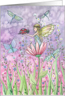 Sweet Flower Fairy Card - Ladybugs and Dragonflies card