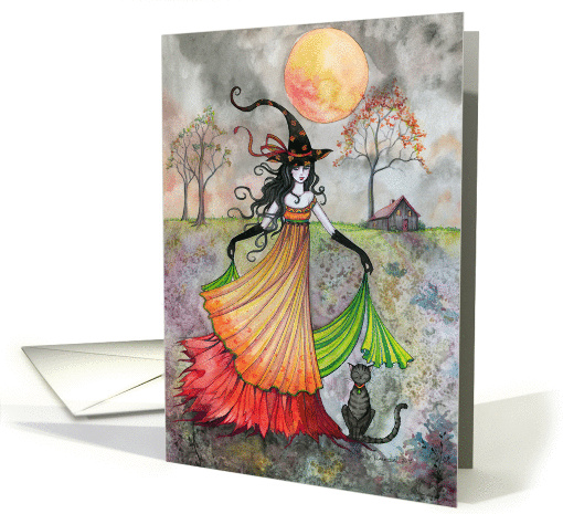 Halloween Witch and Cat card (852417)