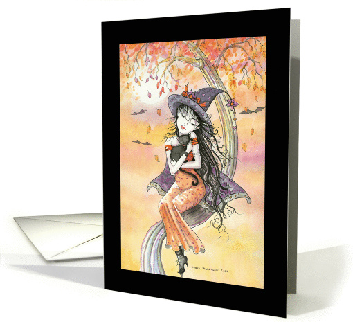 Halloween Witch Card with Black Cat card (853475)