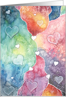 Anniversary I Love You Card - Watercolor Hearts card