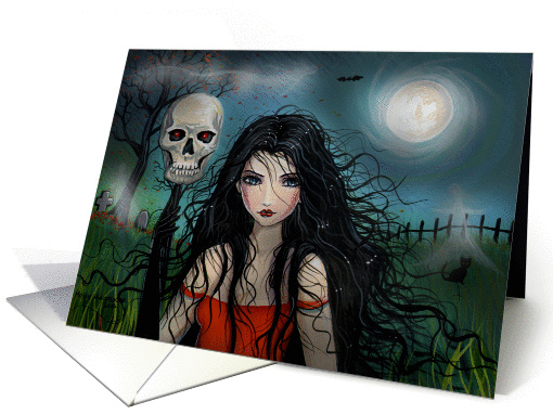 Halloween Samhain Card - Witch, Skull, Ghosts card (854120)