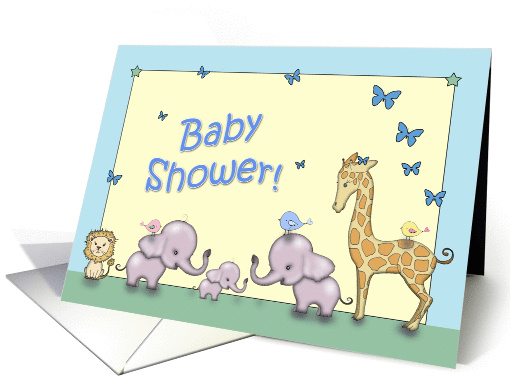 Boy Baby Shower Invitation - Boys - Safari Animals card (854606)