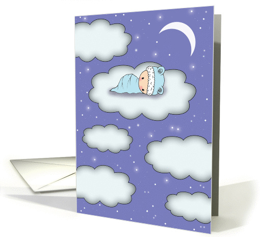 Baby Shower Invitation - Boy - Cute Baby on Cloud on a... (854625)