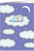 Baby Shower Invitation - Boy - Cute Baby on Cloud on a Starry Night card