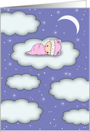 Baby Shower Invitation - Girl - Cute Baby on Cloud on a Starry Night card