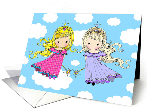 Twin Girls Fairy Princess Birthday card (854764)