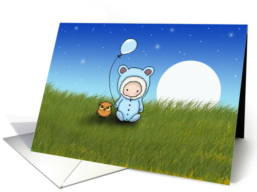 First Year Birthday Card - One Year Old - Cute Owl and Baby card