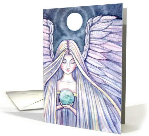 Christmas Holiday Angel Card - Angel holding Earth -... (855026)