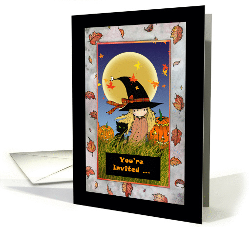 Halloween Party Invites - Little Witch with Black Cat -... (855043)