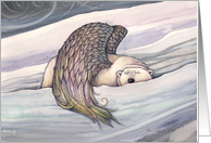 Christmas Card- Sleeping Polar Bear with Angel Wings card