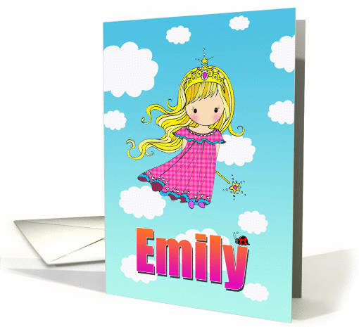 Birthday Card - Emily Name - Fairy Princess in Clouds card (855270)