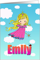 Birthday Card - Emily Name - Fairy Princess in Clouds card