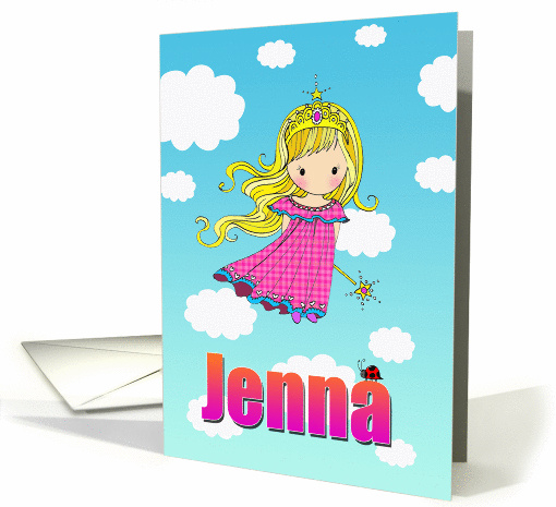 Birthday Card - Jenna Name - Fairy Princess in Clouds card (855271)