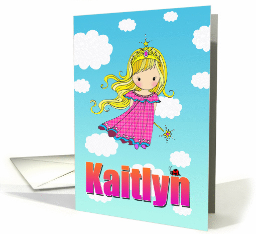 Birthday Card - Kaitlyn Name - Fairy Princess in Clouds card (855274)