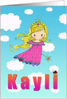 Birthday Card - Kayli Name - Fairy Princess in Clouds card