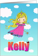 Birthday Card - Kelly Name - Fairy Princess in Clouds card