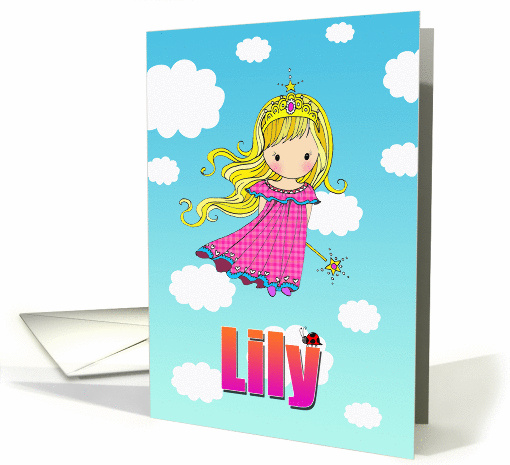 Birthday Card - Lily Name - Fairy Princess in Clouds card (855279)