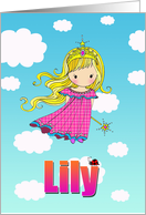 Birthday Card - Lily Name - Fairy Princess in Clouds card