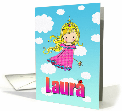 Birthday Card - Laura Name - Fairy Princess in Clouds card (855287)