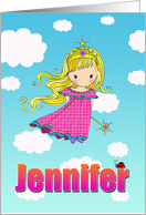 Birthday Card - Jennifer Name - Fairy Princess in Clouds card