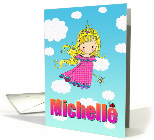 Birthday Card - Michelle Name - Fairy Princess in Clouds card (855291)