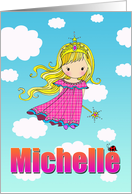 Birthday Card - Michelle Name - Fairy Princess in Clouds card