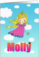 Birthday Card - molly Name - Fairy Princess in Clouds card