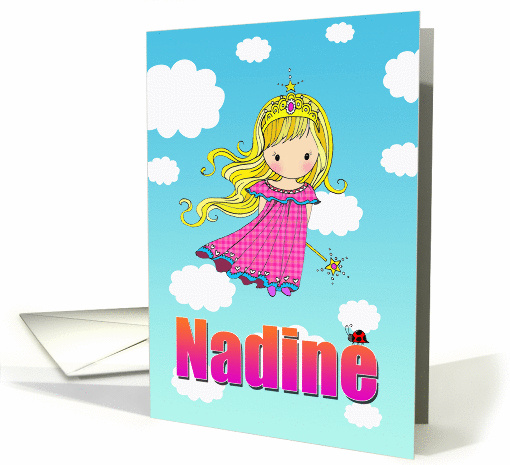 Birthday Card - nadine Name - Fairy Princess in Clouds card (855293)