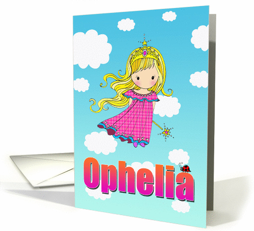 Birthday Card - ophelia Name - Fairy Princess in Clouds card (855294)
