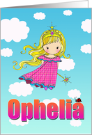 Birthday Card - ophelia Name - Fairy Princess in Clouds card