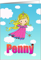 Birthday Card - penny Name - Fairy Princess in Clouds card