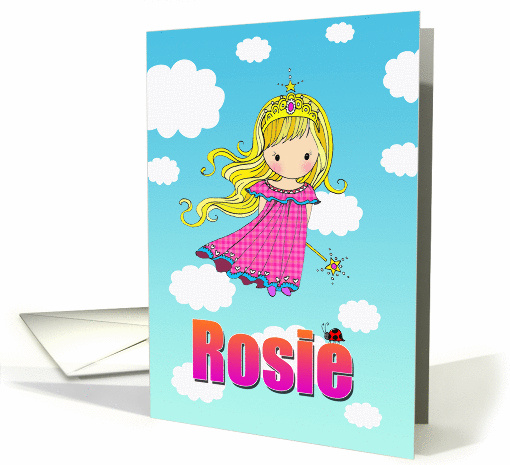 Birthday Card - Rosie Name - Fairy Princess in Clouds card (855296)