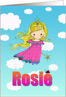 Birthday Card - Rosie Name - Fairy Princess in Clouds card